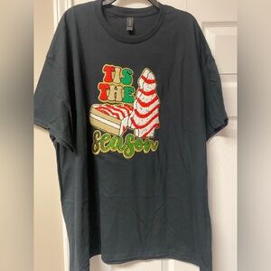 Christmas Black T-Shirt with Festive Graphic